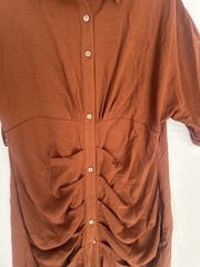 Plus Size Rust Color Button Up Shirt Dress with Ruched Detail. Size 1X. NWOT