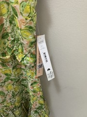 Aqua Clipdot Ruffle Lemon Print Dress Size XL NWT