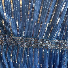 Mac Duggal Light Blue Sequin Tea-Length V-Neck Long Sleeve Formal Dress 22 *NOTE