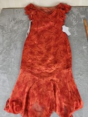 Azazie Atelier Amaria Orange Floral Ruffle Maxi Dress, Zip Closure, Women 10