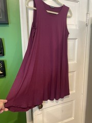 Eileen Fisher Petite S Purple Jersey Shift Dress Sleeveless Pockets Stretch