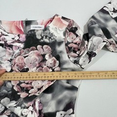 Calvin Klein Womens Dress Size 2 Pink Grey Rose Floral Scuba Bell Sleeve Sheath