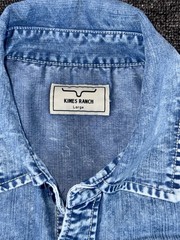 Kimes Ranch Sundowner Snap Western Indigo Denim Dress Large Stretch