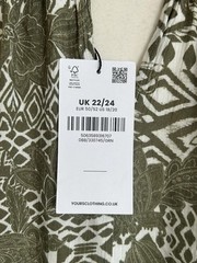 Yours Khaki Floral Sleeveless Summer Dress Size 22-24 Plus Size Summer Dress