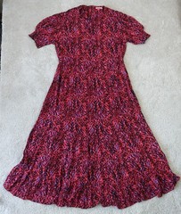 Joe Browns Midi Maxi Dress Womens UK 12 Red Purple Animal Print Boho Viscose