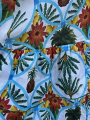 Borgo De Nor Linen Pineapple Palm Tree Printed Tiered Midi Dress Sz 12 Hawaii L