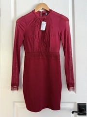 Windsor Burgundy Lace Long Sleeve Dress