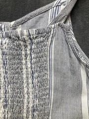 A.N.A Blue White Striped Button Front Midi Sundress M Coastal Cottagecore Modest
