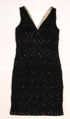Enfocus Studio Womens Black Lace Overlay Short Dress V Neck Sleeveless Stretch 6