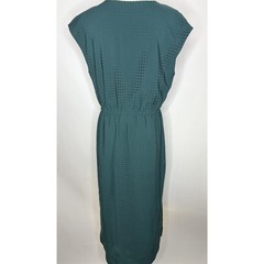 J.Crew Teal Textured Perforated Midi Dress Elastic Waist Size 10
