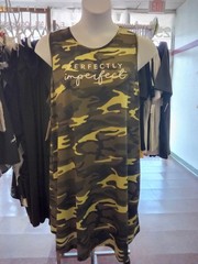New Women&rsquo;s Plus Size Green Camo & Letter Print Tank Casual Sleeveless Dress