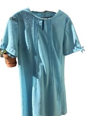 Vtg 60S MOD Lady Mendel Knits of Distinction Dress Small A line Blue Floral