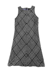 Fred Perry Black White Houndstooth Sleeveless Shift Dress Womens UK 8 Wool