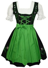 German Dirndl Dress Short S M L XL Waitress Oktoberfest EMBROIDERED 3 Pc SET