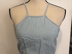 MNG Denim Long Dress Light Wash Adjustable Straps Size Small