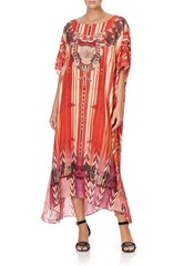 CAMILLA Arrows of the Loom Silk Kaftan Maxi Dress Round Neck Vintage One Size