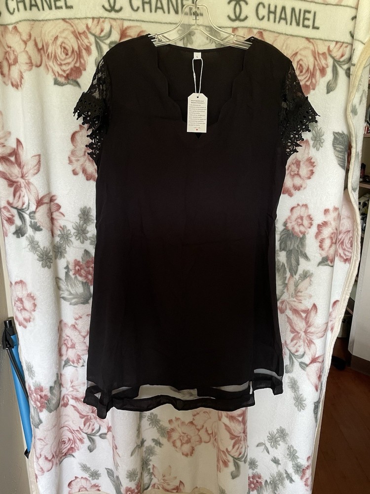 Unbranded Black Linen Like Size Large Black Dress
