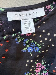 Topshop Floral Hearts Stars Ruffle Mini Dress Sleeves Travel Wedding