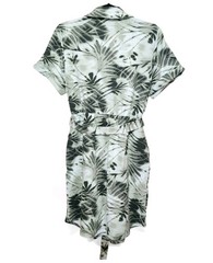 Sport Savvy Womens M Petite Mini Collared Dress Green Tie Dye Tropical Belted