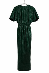 House of Harlow 1960 XS Emerald Green Metallic Pleated Maxi Dress Slit Glam NWT
