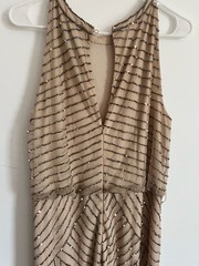 Adrianna Papell Madigan Art Deco Beaded Halter Blouson Gown