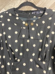 Hell Bunny Vixen Black & Cream Polka Dot Dress Rockabilly Retro Size 3XL / UK 20