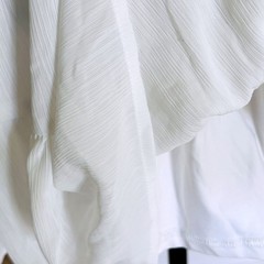 Forolav White Square Neck Tie Back Ruffle Mini Dress Small Long Balloon Sleeve