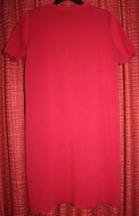 Authentic GUCCI Red Knit Button Shoulder Shift Dress Cotton Blend, Size L