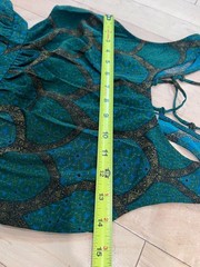 Love21 Boho Whimsigoth Hi-Low Cut Out Maxi Dress Green Medallion Lace Up XS
