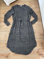 HUSK Australia Grey/ Green Pattern Layering Shirt Dress Drawstring Fits Uk 12