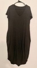 Casual V-neck Dress With Pockets Size Medium Dark Gray