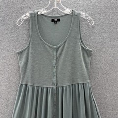 Frye Dress Medium Green Button Tank Jersey Boho Cottage Casual Relaxed Summer