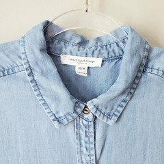 Beach lunch Lounge Chambray Tencel Shirt Dress M Coastal Beachy Natural Relaxed