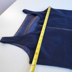 Magaschoni Navy Blue Sleeveless Casual Dress Textured Lined Stretch Slit Sz 12