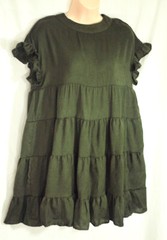 women&rsquo;s Foteisy short dark olive dress size small tiered ruffles brand new