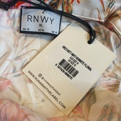 Runaway The Label | NEW Ruby Alani Front Tie Mini Dress in White Floral Size XL