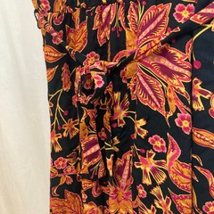 NWT CeCe Beachy Romance High Tide Wrap Short Sleeve Black Red Midi Dress Small