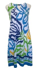 Barbara Gerwit Sleeveless Strappy Keyhole Dress Geo Print Colorful Stretch Small