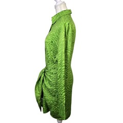 H&M Green Crocodile Print Button Front Tie Detail Shirt Dress Long Sleeve S