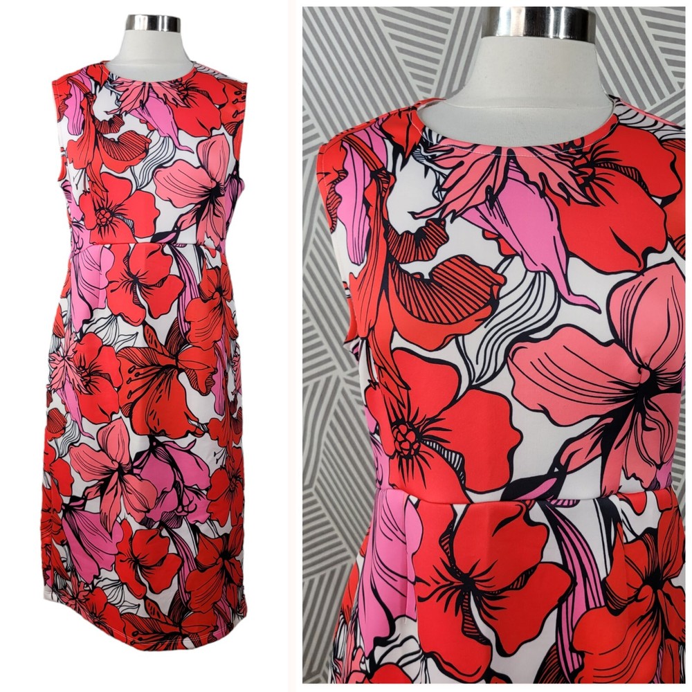 Asos Maternity Dress size 10 US Stretch floral garden party Keyhole Pink Sheath