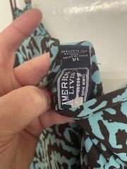 American Living Size 14 Maxi Dress / Blue And Brown Print Strap Sleeve
