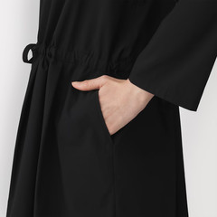 MUJI Womens Light Broadcloth Pullover Dress Off White Stripe FedEx