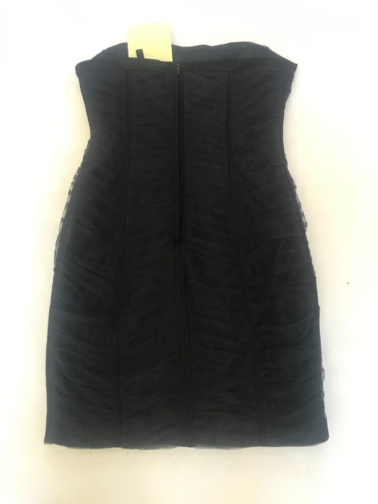 BCBG Maxazria Tiered Tulle Strappless Dress Black Formal Prom