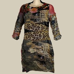 Abe Makali Designer Floral Animal Print Dress M Cosplay Bodycon Eclectic Unique