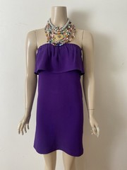 MIU MIU Y2K Purple Stretch Crepe Strapless Dress 36