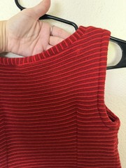 Lesley Evers 100% Wool Small Red Knit Striped Sylvie Mini Dress