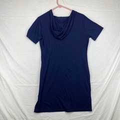 Atlantic Ocean Nautical Anchor Hooded T-Shirt Dress Navy Blue XXL Graphic Mini