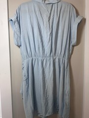 Steve Madden Women’s XL Blue Satin Romper Collared Button Front Tie Waist