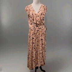 Sofia Vergara Wrap Dress Size XL Pink Floral Print Flutter Sleeves Maxi Length