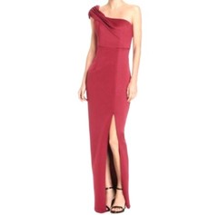 BARIANO SZ S One Shoulder Formal Evening Gown Dress LIPSTICK PINK $298 MSRP NWT